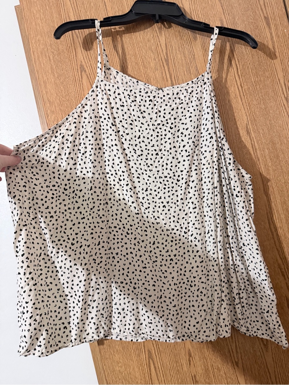 Speckled White Spaghetti-Strap Cami Tank